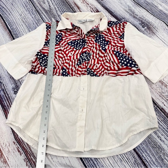 Vintage Willow Bay Patriotic Flag Wide Sleeve Button Down Shirt​ - Picture 7 of 7